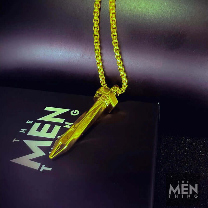 NAILED IT (Gold Tone) -  Alloy Pendant with Pure Stainless Steel 24inch Round Box Chain, European trending Style for Men & Boy - THE MEN THING