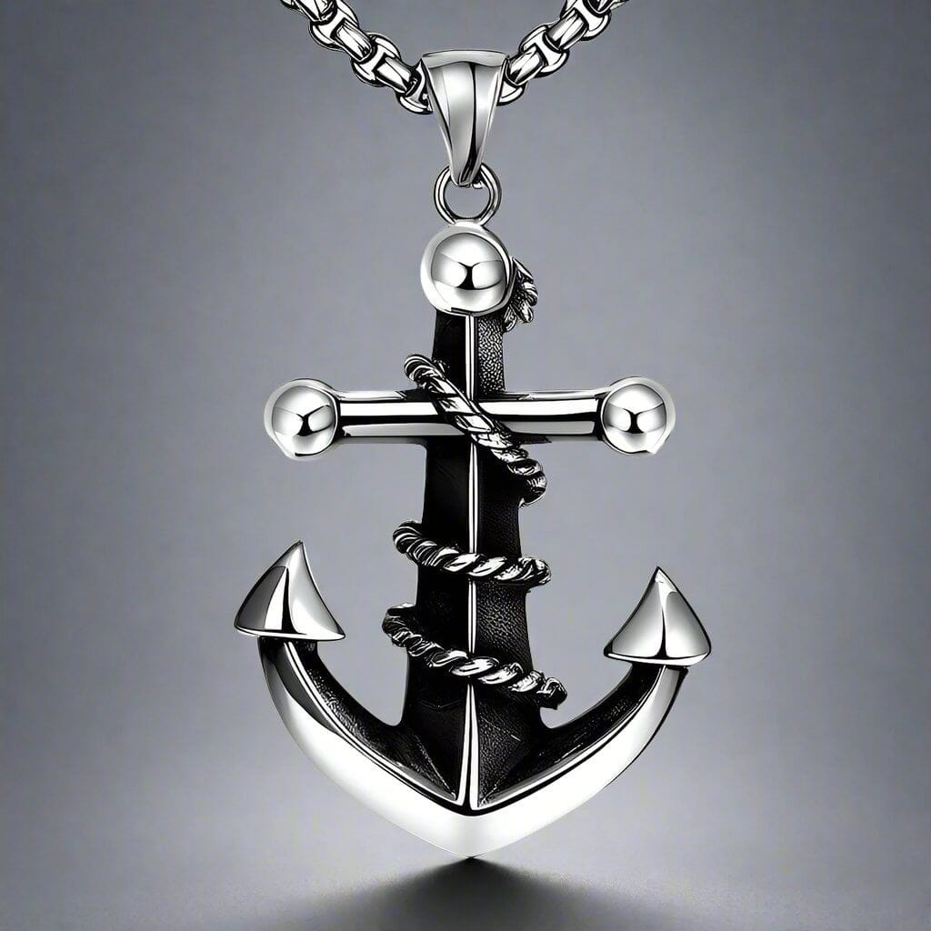 NAUTICAL ANCHOR - Pure Titanium Steel Pendant with 24inch Round Box Chain for Men & Boys - THE MEN THING
