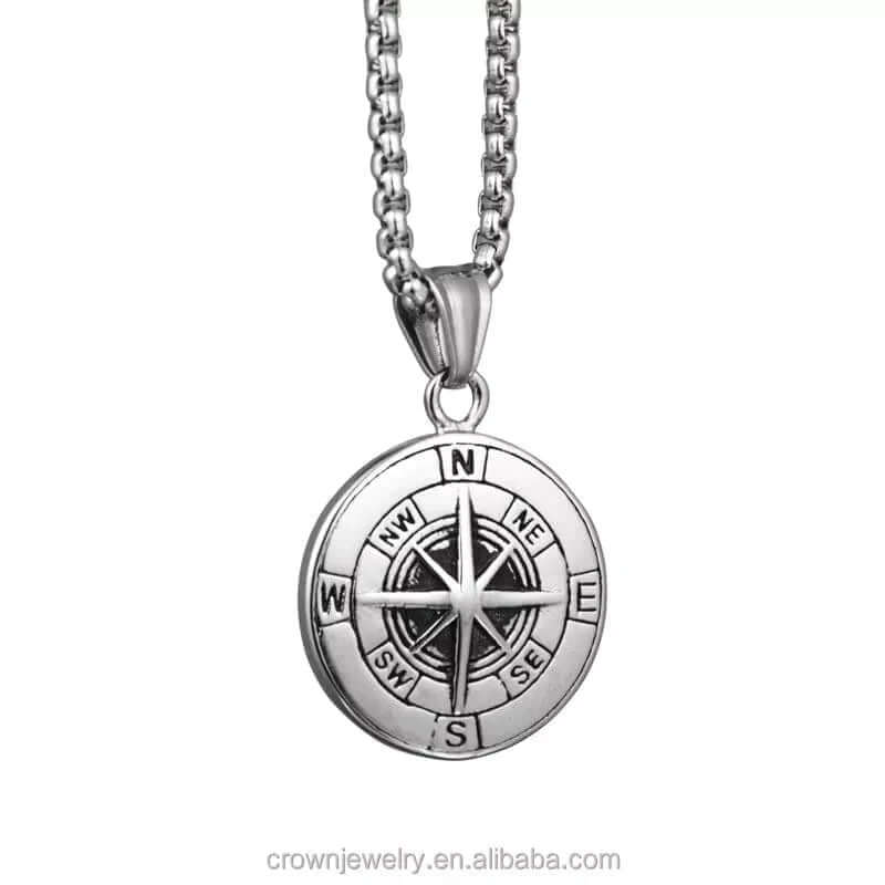 NAVIGATOR -  Alloy Compass Pendant with Pure Stainless Steel 24inch Round Box Chain, American trending Style for Men & Boy - THE MEN THING