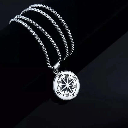 NAVIGATOR -  Alloy Compass Pendant with Pure Stainless Steel 24inch Round Box Chain, American trending Style for Men & Boy - THE MEN THING