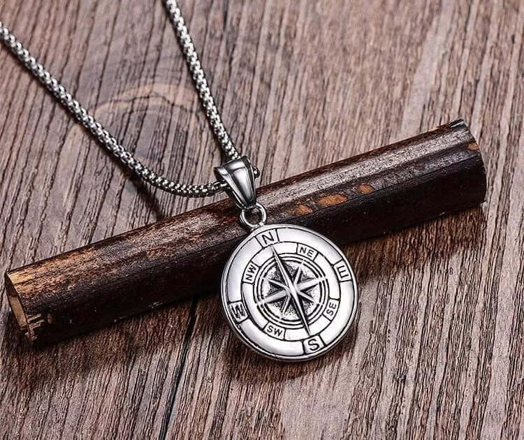 NAVIGATOR -  Alloy Compass Pendant with Pure Stainless Steel 24inch Round Box Chain, American trending Style for Men & Boy - THE MEN THING