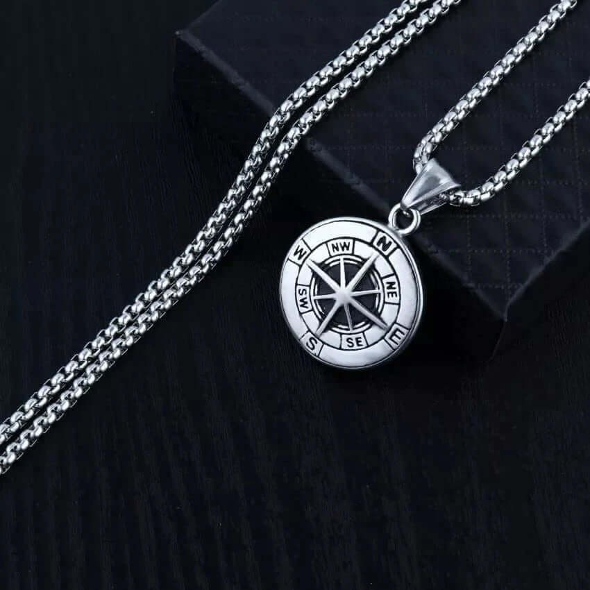 NAVIGATOR -  Alloy Compass Pendant with Pure Stainless Steel 24inch Round Box Chain, American trending Style for Men & Boy - THE MEN THING