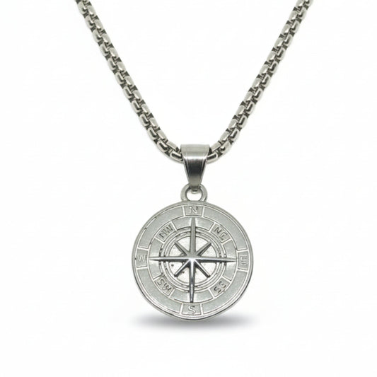 NAVIGATOR (T) - 26mm Pure Titanium Steel Pendant with 24inch Round Box 5mm Chain for Men & Boys - THE MEN THING