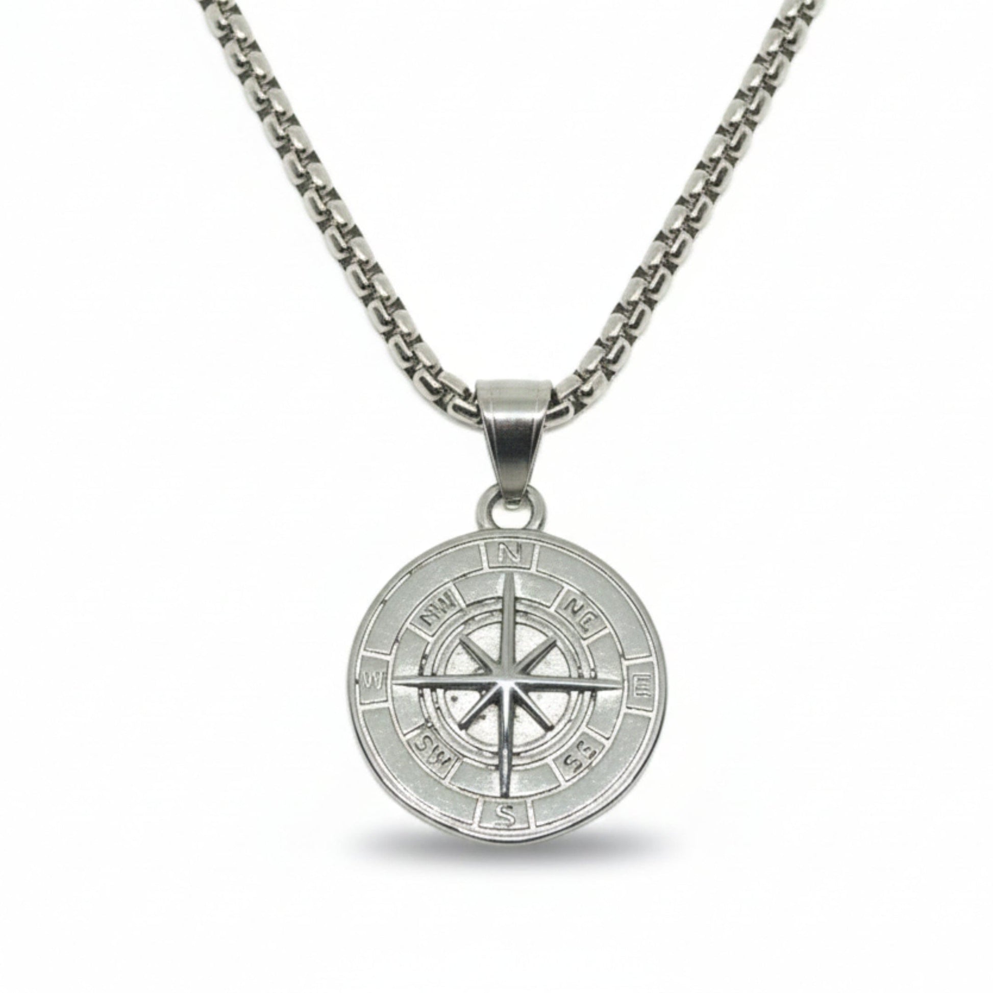NAVIGATOR (T) - 26mm Pure Titanium Steel  Pendant with 24inch Round Box 5mm Chain for Men & Boys - THE MEN THING