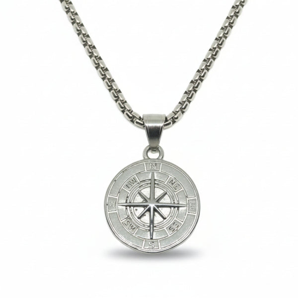 NAVIGATOR (T) - 26mm Pure Titanium Steel  Pendant with 24inch Round Box 5mm Chain for Men & Boys