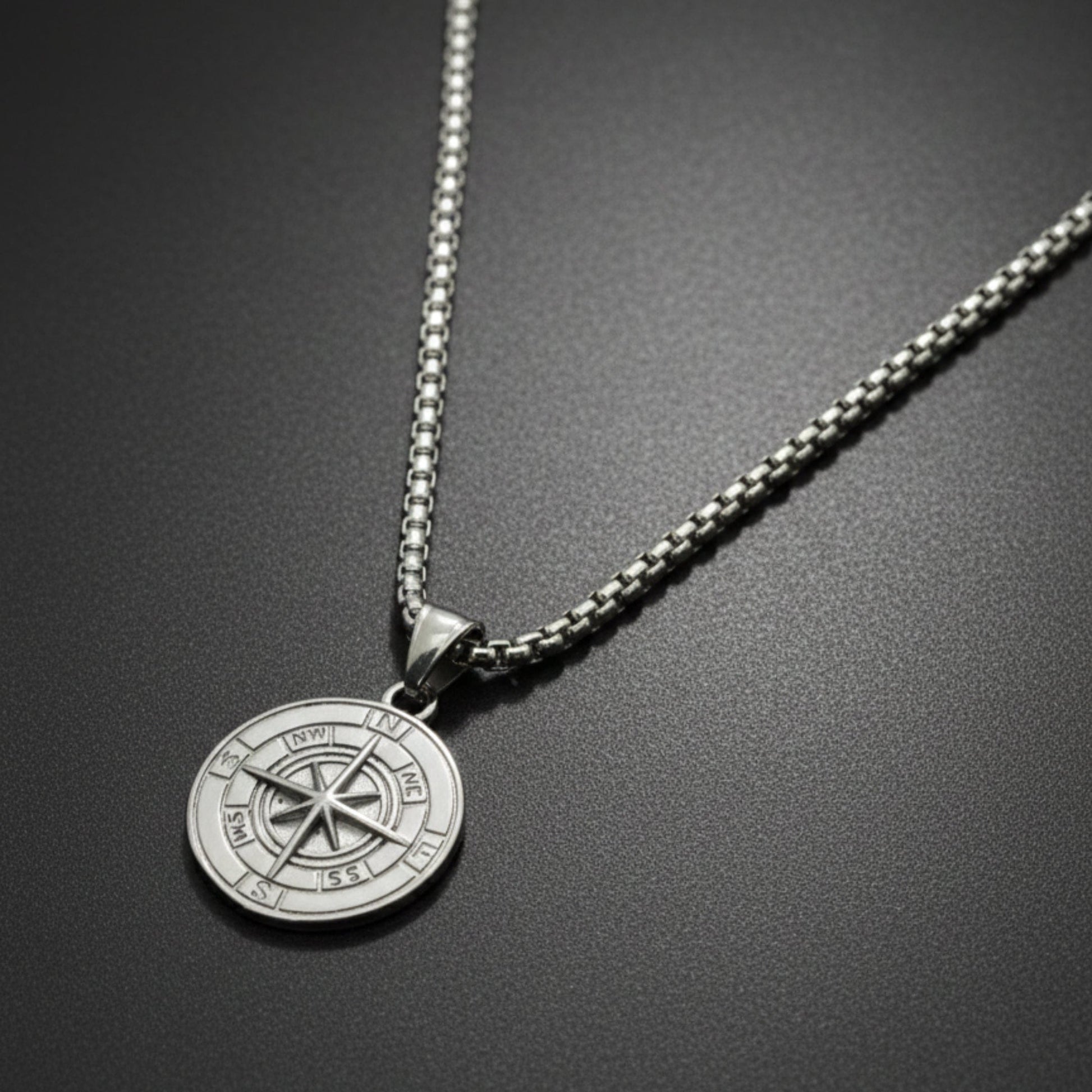 NAVIGATOR (T) - 26mm Pure Titanium Steel  Pendant with 24inch Round Box 5mm Chain for Men & Boys - THE MEN THING