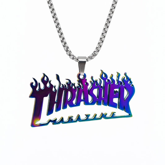 NEON BLAZE - 50mm Pure Titanium Steel  Pendant with 27inch Round Box 4mm Chain for Men & Boys - THE MEN THING