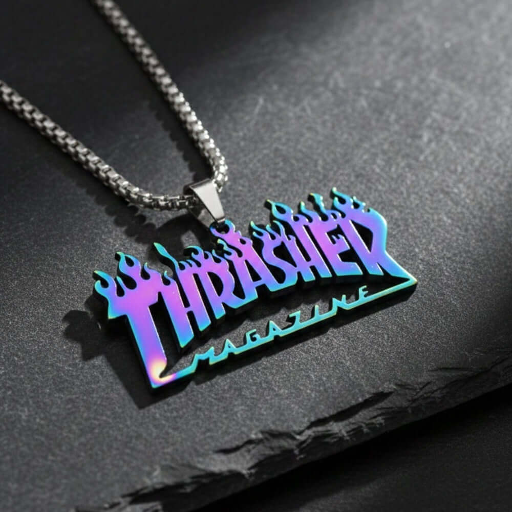NEON BLAZE - 50mm Pure Titanium Steel Pendant with 27inch Round Box 4mm Chain for Men & Boys — SS Pendant/ Necklace for Men | THE MEN THING