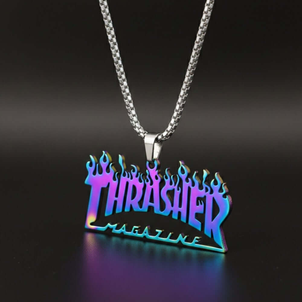 NEON BLAZE - 50mm Pure Titanium Steel Pendant with 27inch Round Box 4mm Chain for Men & Boys — SS Pendant/ Necklace for Men | THE MEN THING