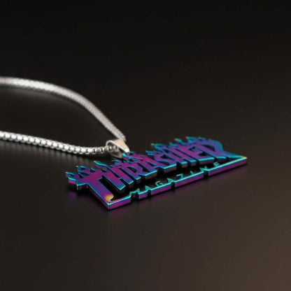 NEON BLAZE - 50mm Pure Titanium Steel Pendant with 27inch Round Box 4mm Chain for Men & Boys — SS Pendant/ Necklace for Men | THE MEN THING