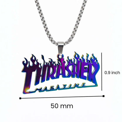 NEON BLAZE - 50mm Pure Titanium Steel Pendant with 27inch Round Box 4mm Chain for Men & Boys — SS Pendant/ Necklace for Men | THE MEN THING