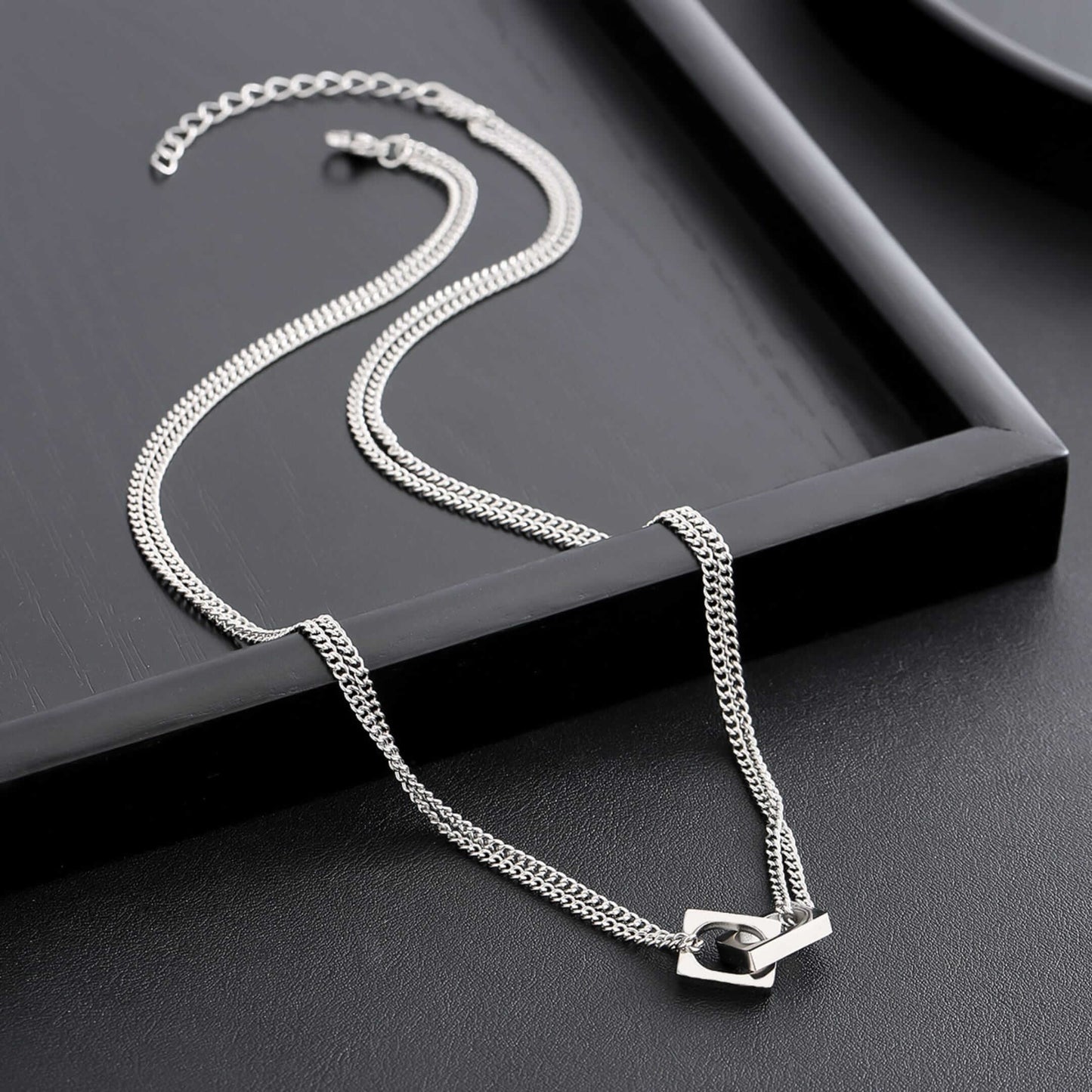 NEX LOCK - 12mm Titanium Steel Pendant with 19 to 21inch Adjustable 9mm Cube Chain for Men & Boys — SS Pendant/ Necklace for Men | THE MEN THING