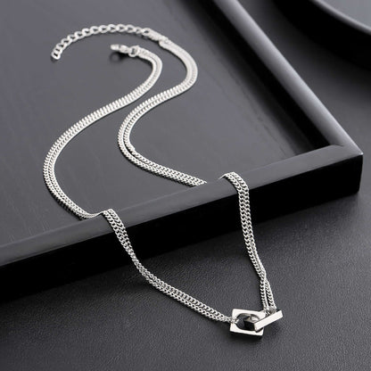NEX LOCK - 12mm Titanium Steel Pendant with 19 to 21inch Adjustable 9mm Cube Chain for Men & Boys — SS Pendant/ Necklace for Men | THE MEN THING