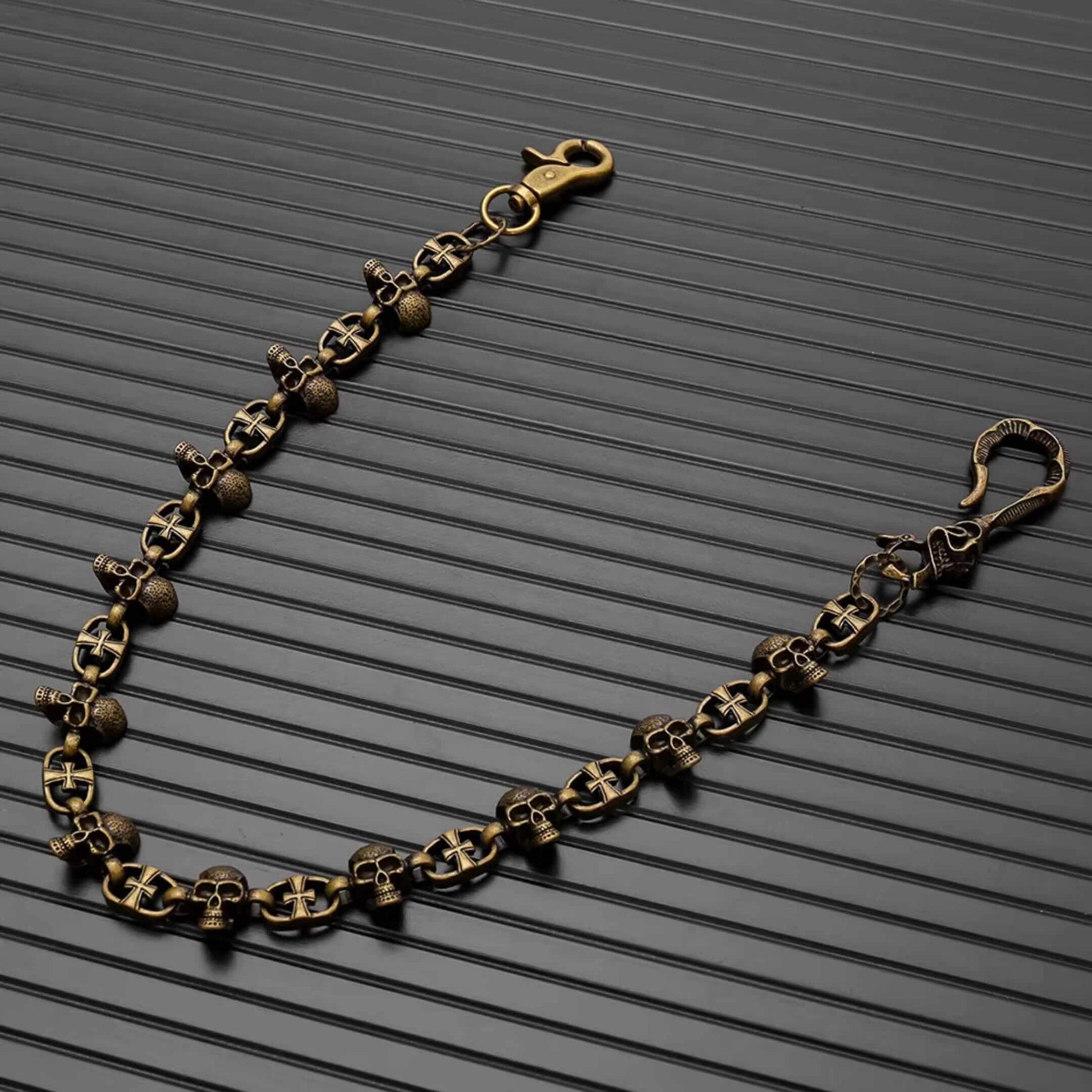 NEX SKULL - Antique Gold 23mm Titanium Steel Skull Heavy Biker Chain for Jeans with Lobster Clasps for Men & Boys - 20 inch — Biker Fashion for Men | THE MEN THING