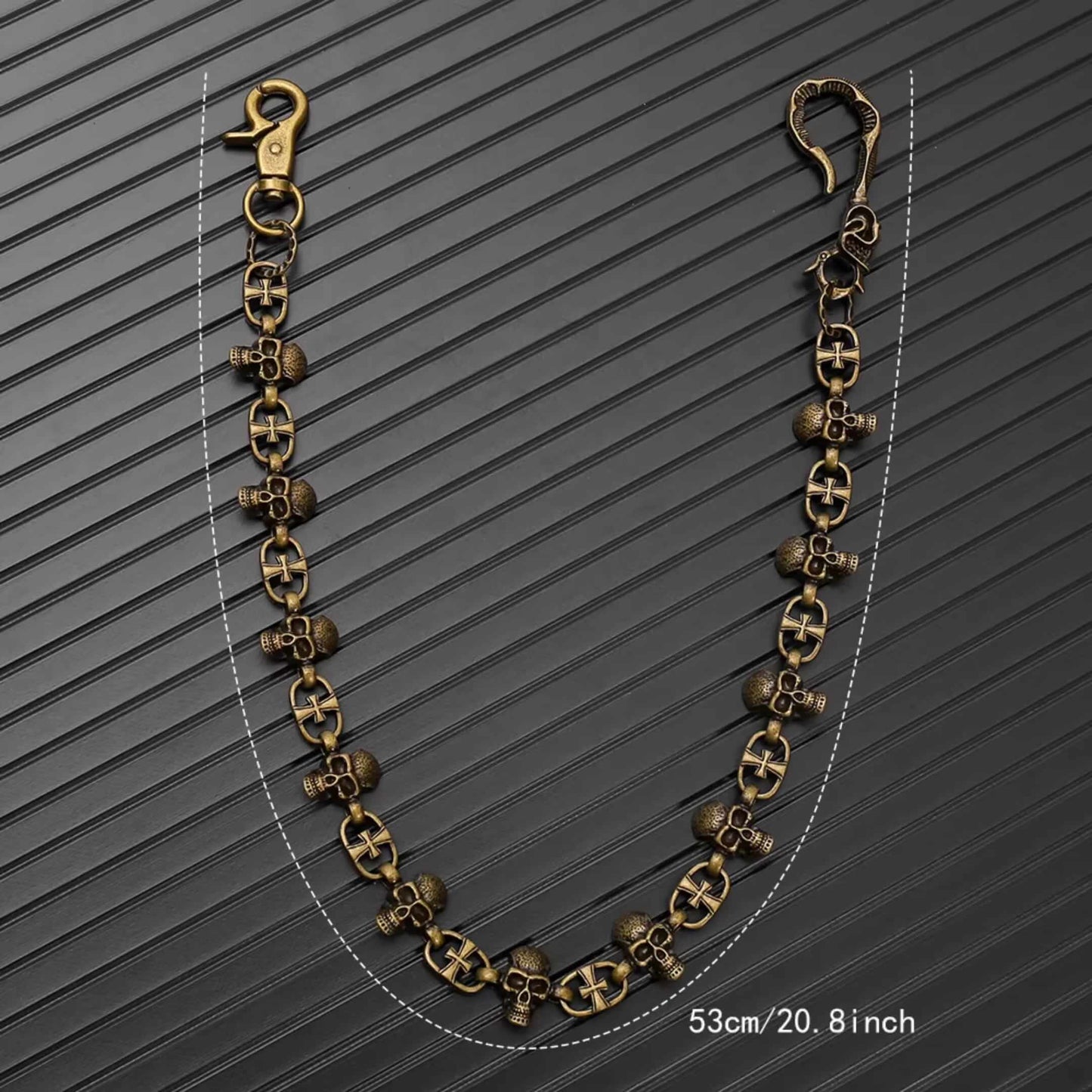 NEX SKULL - Antique Gold 23mm Titanium Steel Skull Heavy Biker Chain for Jeans with Lobster Clasps for Men & Boys - 20 inch — Biker Fashion for Men | THE MEN THING