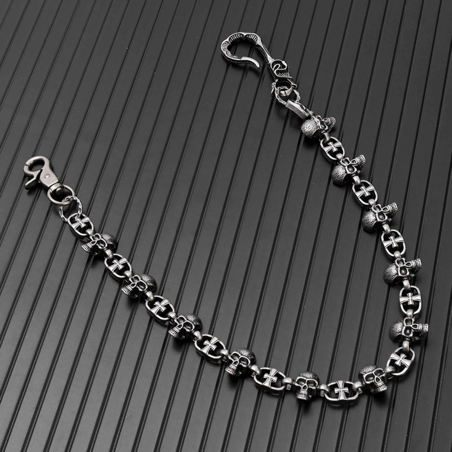 NEX SKULL - Antique Steel 23mm Titanium Steel Skull Heavy Biker Chain for Jeans with Lobster Clasps for Men & Boys - 20 inch - THE MEN THING