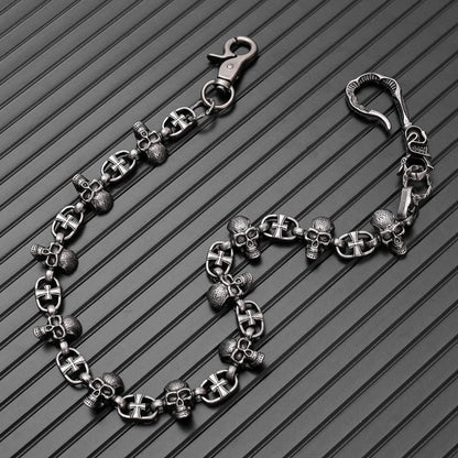 NEX SKULL - Antique Steel 23mm Titanium Steel Skull Heavy Biker Chain for Jeans with Lobster Clasps for Men & Boys - 20 inch - THE MEN THING
