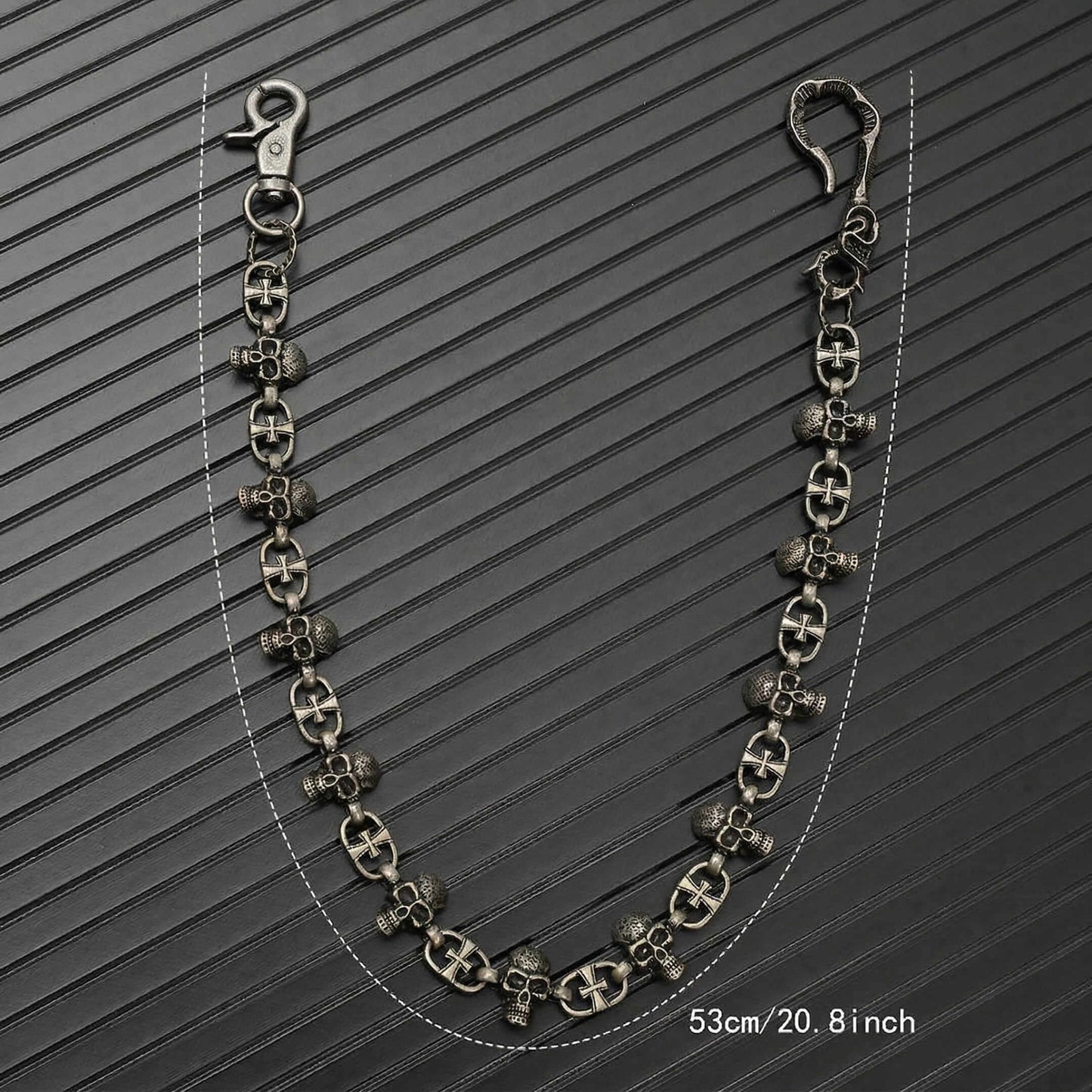 NEX SKULL - Antique Steel 23mm Titanium Steel Skull Heavy Biker Chain for Jeans with Lobster Clasps for Men & Boys - 20 inch - THE MEN THING