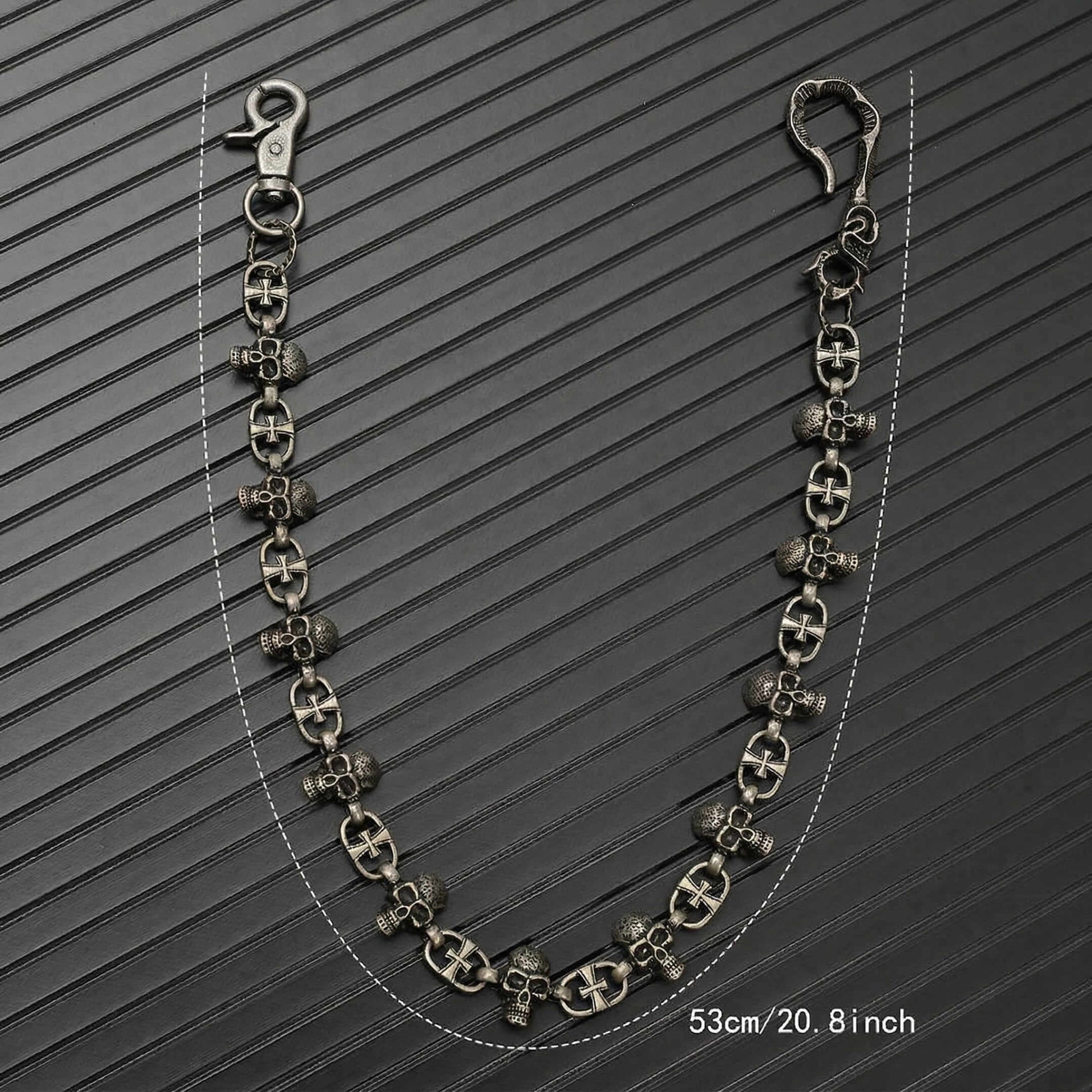 NEX SKULL - Antique Steel 23mm Titanium Steel Skull Heavy Biker Chain for Jeans with Lobster Clasps for Men & Boys - 20 inch - THE MEN THING