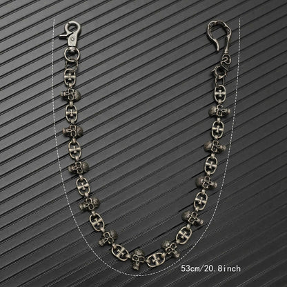 NEX SKULL - Antique Steel 23mm Titanium Steel Skull Heavy Biker Chain for Jeans with Lobster Clasps for Men & Boys - 20 inch - THE MEN THING