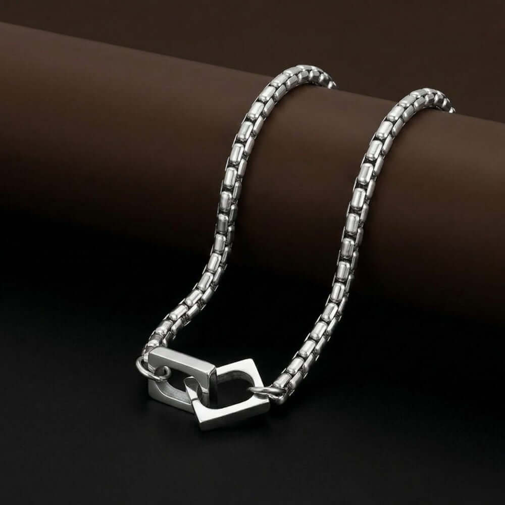 NEXLOCK - 22mm Titanium Steel Pendant with 20 to 22inch 4mm Adjustable Round Box Chain for Men & Boys — SS Pendant with Chain for Men | THE MEN THING