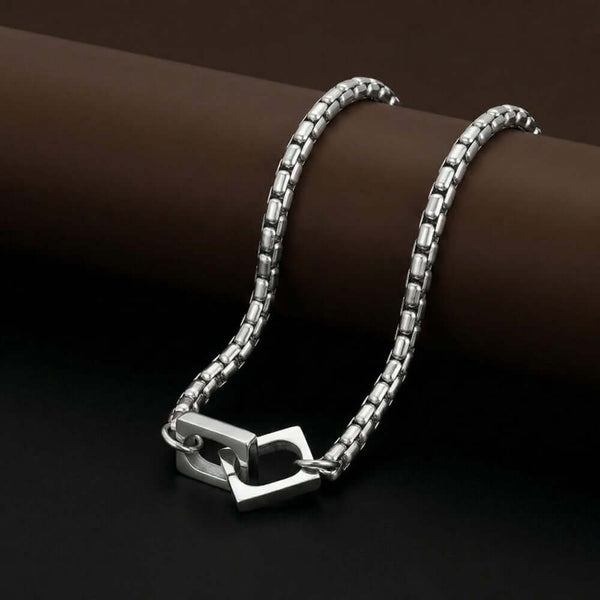 NEXLOCK - 22mm Titanium Steel Pendant with 20 to 22inch 4mm Adjustable Round Box Chain for Men & Boys