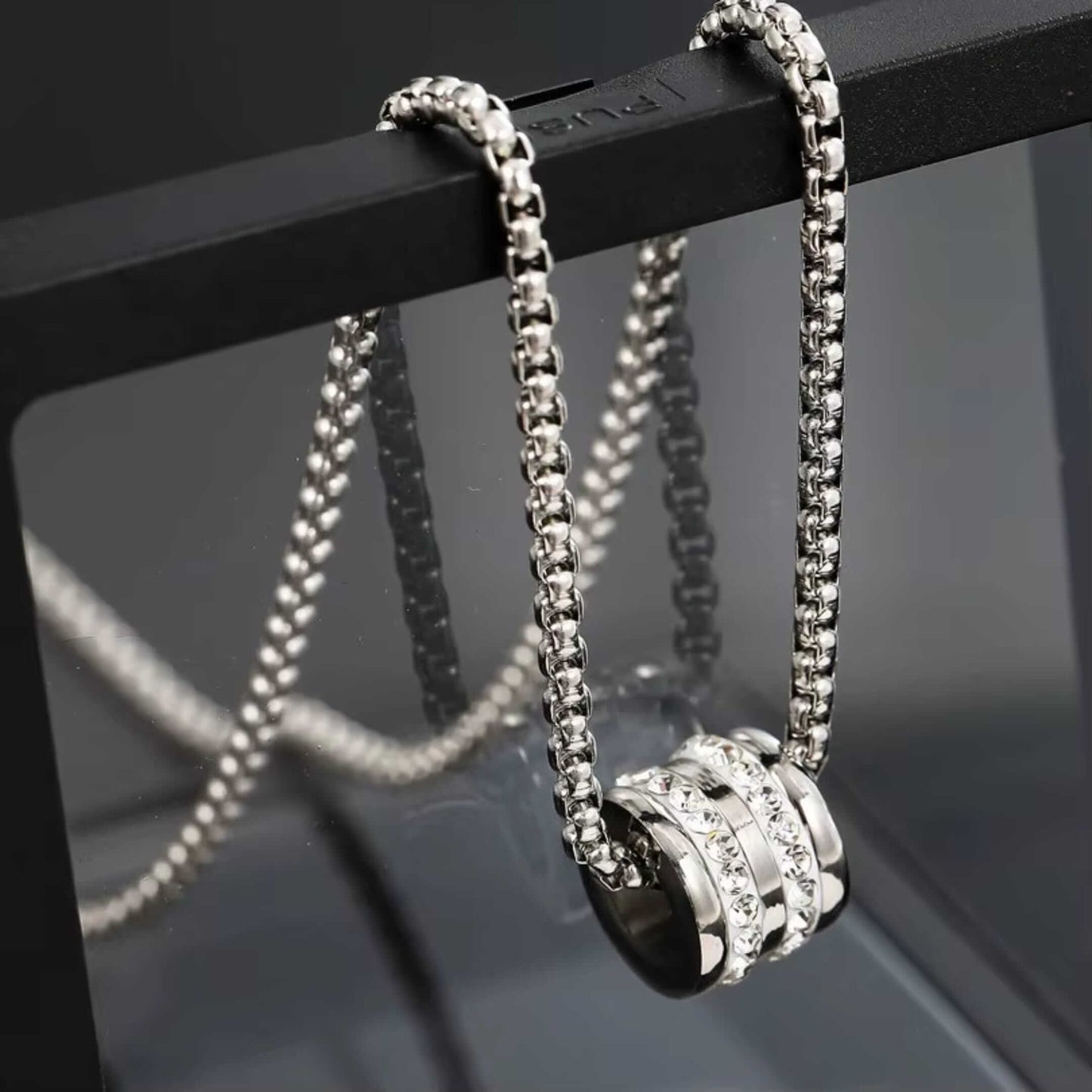 NEXUS ROLL - 12mm Titanium Steel Pendant with 23inch 4mm Round Box Chain for Men & Boys — SS Pendant/ Necklace for Men | THE MEN THING