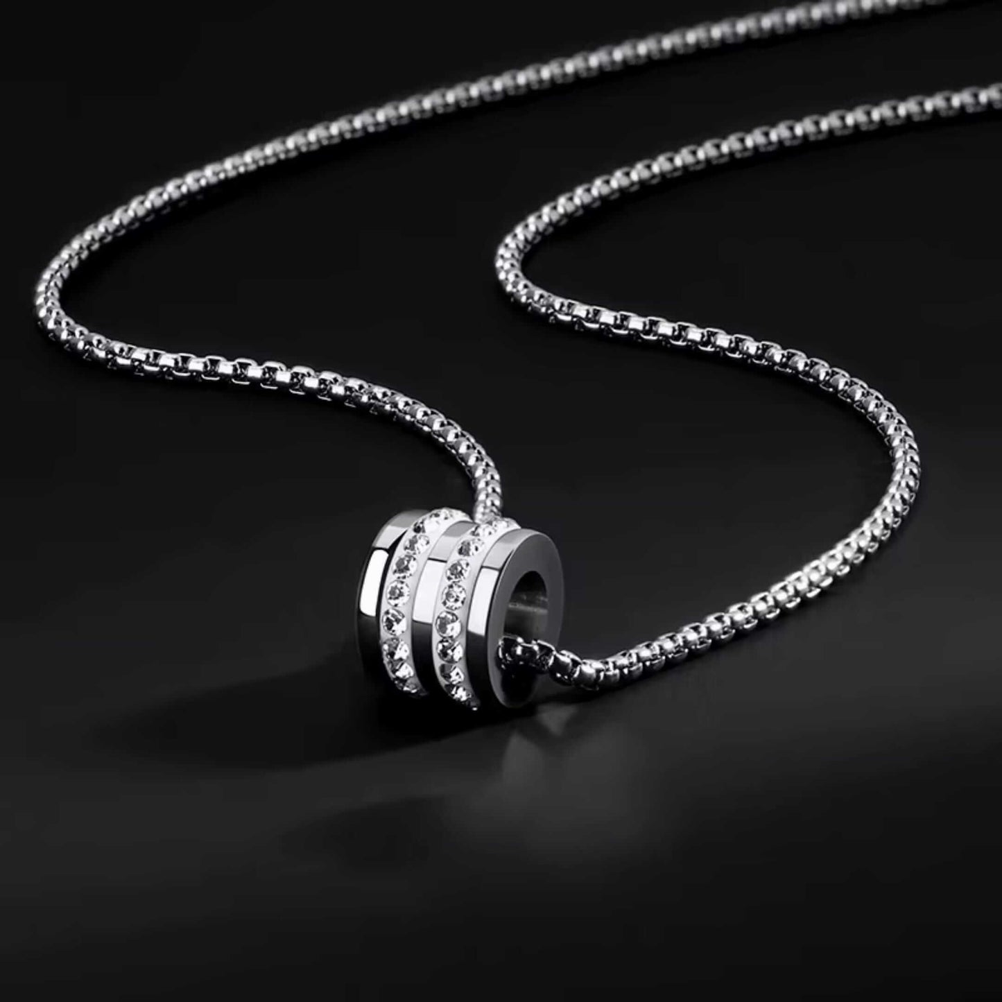 NEXUS ROLL - 12mm Titanium Steel Pendant with 23inch 4mm Round Box Chain for Men & Boys — SS Pendant/ Necklace for Men | THE MEN THING