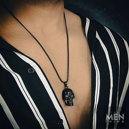 NIGHT SKULL (BLACK) - Alloy Pendant with Pure Stainless Steel 24inch Round Box Chain, European trending Style for Men & Boy - THE MEN THING