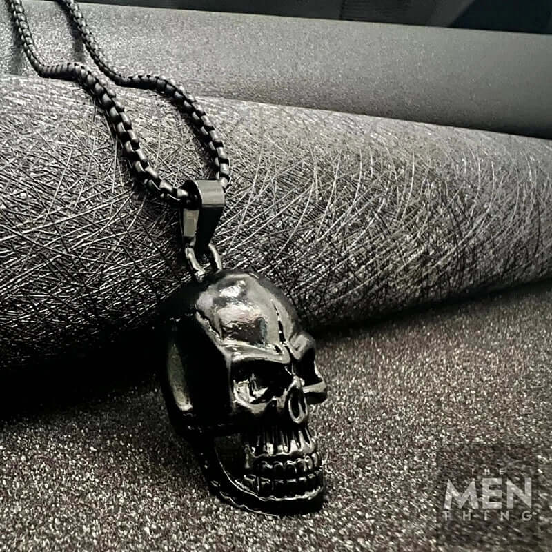 NIGHT SKULL (BLACK) - Alloy Pendant with Pure Stainless Steel 24inch Round Box Chain, European trending Style for Men & Boy - THE MEN THING