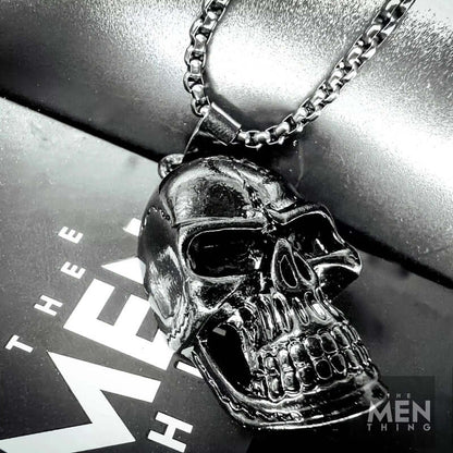 NIGHT SKULL (BLACK) - Alloy Pendant with Pure Stainless Steel 24inch Round Box Chain, European trending Style for Men & Boy - THE MEN THING