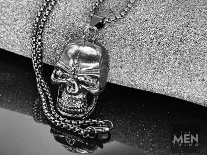 NIGHT SKULL (BLACK) - Alloy Pendant with Pure Stainless Steel 24inch Round Box Chain, European trending Style for Men & Boy - THE MEN THING