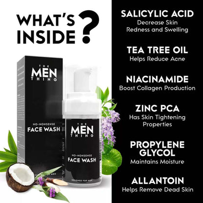 NO-NONSENSE - Foaming Face Wash For Men | Combating Acne and Pimples | Reduces Pigmentation | All Skin Type | Deep Cleanse for Exfoliation | Paraben & Sulphates Free 100 ML - THE MEN THING