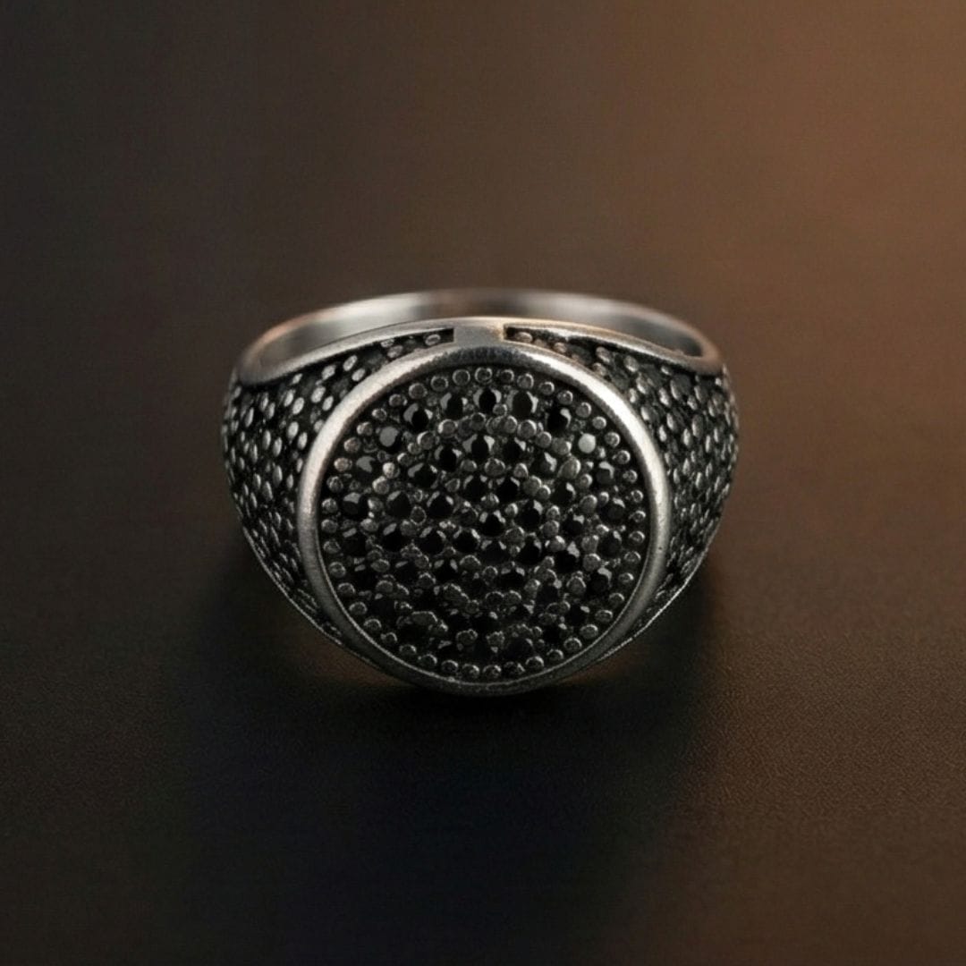NOIR CREST RING - Pure Stainless Steel Men’s Steel Plated Ring (Size : 21-26) — Rings for Men | THE MEN THING