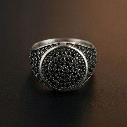 NOIR CREST RING - Pure Stainless Steel Men’s Steel Plated Ring (Size : 21-26) — Rings for Men | THE MEN THING
