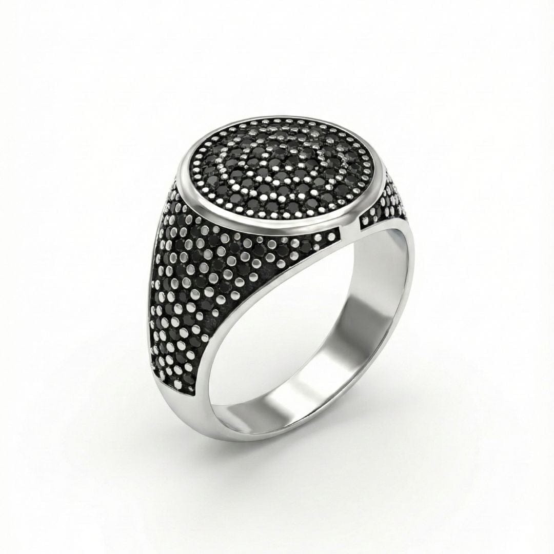 NOIR CREST RING - Pure Stainless Steel Men’s Steel Plated Ring (Size : 21-26) — Rings for Men | THE MEN THING