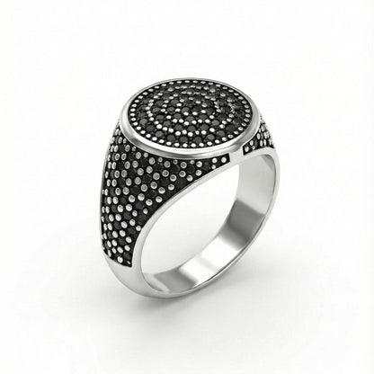 NOIR CREST RING - Pure Stainless Steel Men’s Steel Plated Ring (Size : 21-26) — Rings for Men | THE MEN THING
