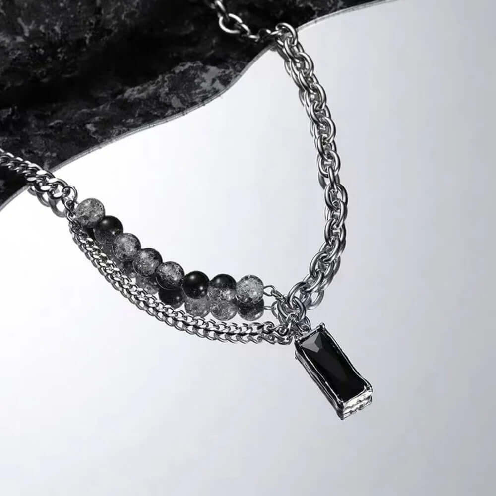 NOIR LINK - 11mm Titanium Steel Pendant with 20 to 22inch Adjustable 9mm Chain for Men & Boys — SS Pendant/ Necklace for Men | THE MEN THING