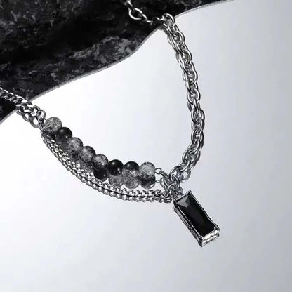 NOIR LINK - 11mm Titanium Steel Pendant with 20 to 22inch Adjustable 9mm Chain for Men & Boys — SS Pendant/ Necklace for Men | THE MEN THING