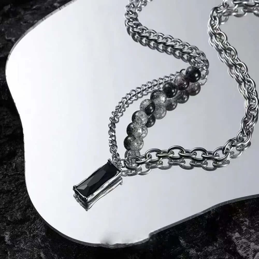 NOIR LINK - 11mm Titanium Steel Pendant with 20 to 22inch Adjustable 9mm Chain for Men & Boys — SS Pendant/ Necklace for Men | THE MEN THING