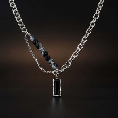 NOIR LINK - 11mm Titanium Steel Pendant with 20 to 22inch Adjustable 9mm Chain for Men & Boys — SS Pendant/ Necklace for Men | THE MEN THING