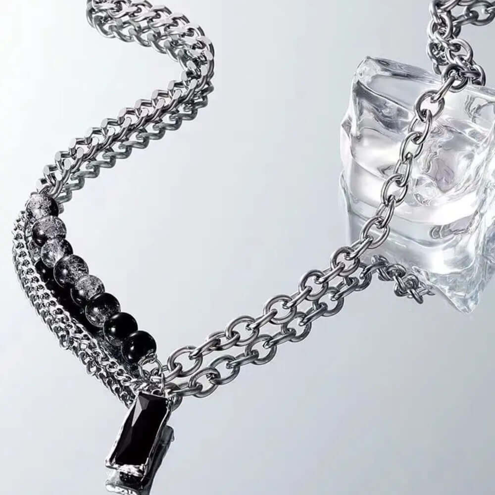 NOIR LINK - 11mm Titanium Steel Pendant with 20 to 22inch Adjustable 9mm Chain for Men & Boys — SS Pendant/ Necklace for Men | THE MEN THING