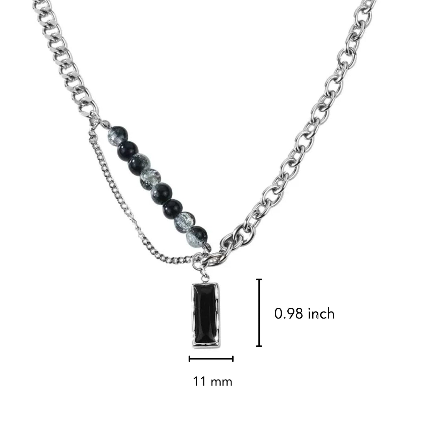 NOIR LINK - 11mm Titanium Steel Pendant with 20 to 22inch Adjustable 9mm Chain for Men & Boys — SS Pendant/ Necklace for Men | THE MEN THING