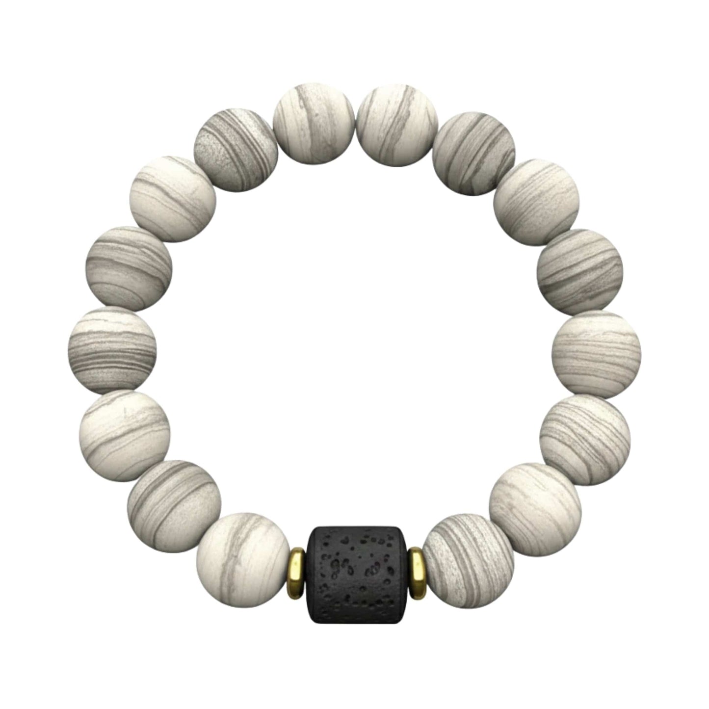 NOIR ORBIT - 12mm Beads Bracelet with Natural Stone - Adjustable Bracelet - THE MEN THING