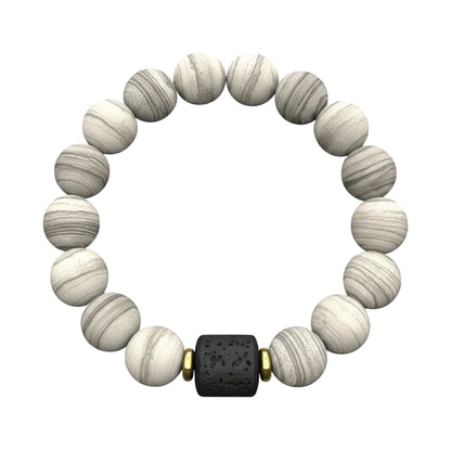 NOIR ORBIT - 12mm Beads Bracelet with Natural Stone - Adjustable Bracelet - THE MEN THING