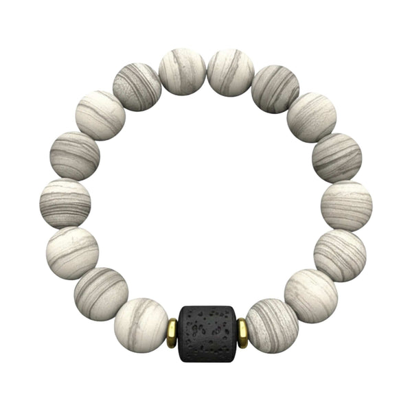NOIR ORBIT - 12mm Beads Bracelet with Natural Stone - Adjustable Bracelet