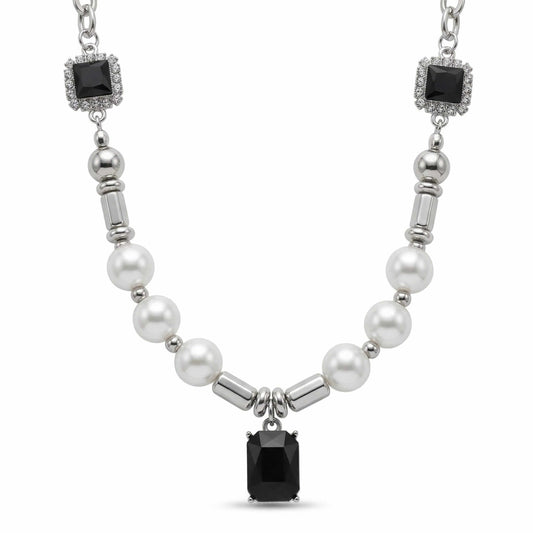 NOIR PEARL - 11mm Titanium Steel Pendant with 18 to 20inch Adjustable Cable 8mm Chain for Men & Boys — Pearl / Bead Necklace for Men | THE MEN THING