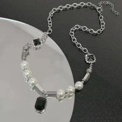 NOIR PEARL - 11mm Titanium Steel Pendant with 18 to 20inch Adjustable Cable 8mm Chain for Men & Boys - THE MEN THING