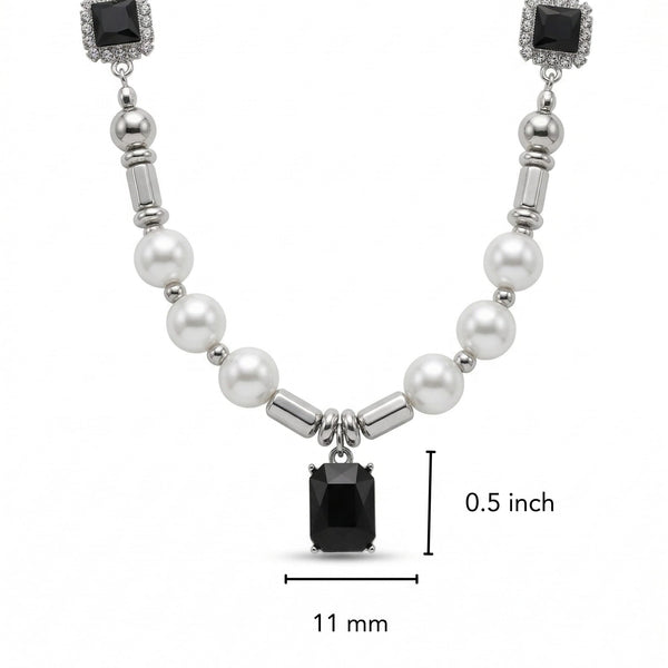 NOIR PEARL - 11mm Titanium Steel Pendant with 18 to 20inch Adjustable Cable 8mm Chain for Men & Boys