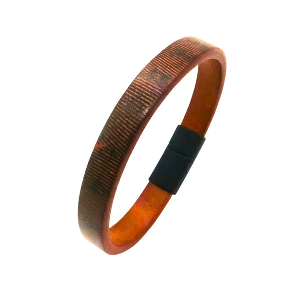 NOIR STRAND - Dark Brown 10mm Genuine Leather Bracelet with Stainless Steel Magnetic Buckle for Men & Boys (8 inch)